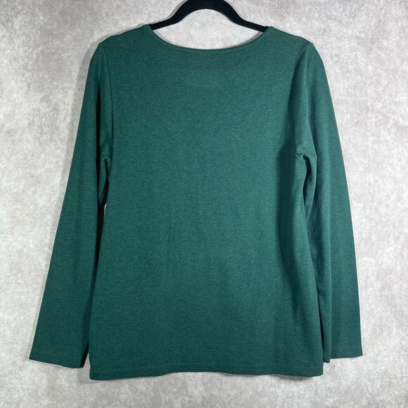 Soft Surroundings Shirt Womens Medium Green‎ Waffle Knit Zip Long Sleeve Artsy - Picture 4 of 9